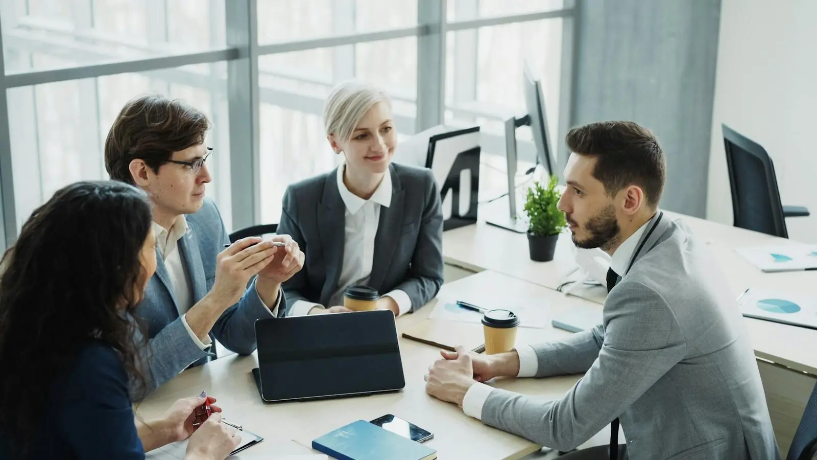Team collaborating in a modern office