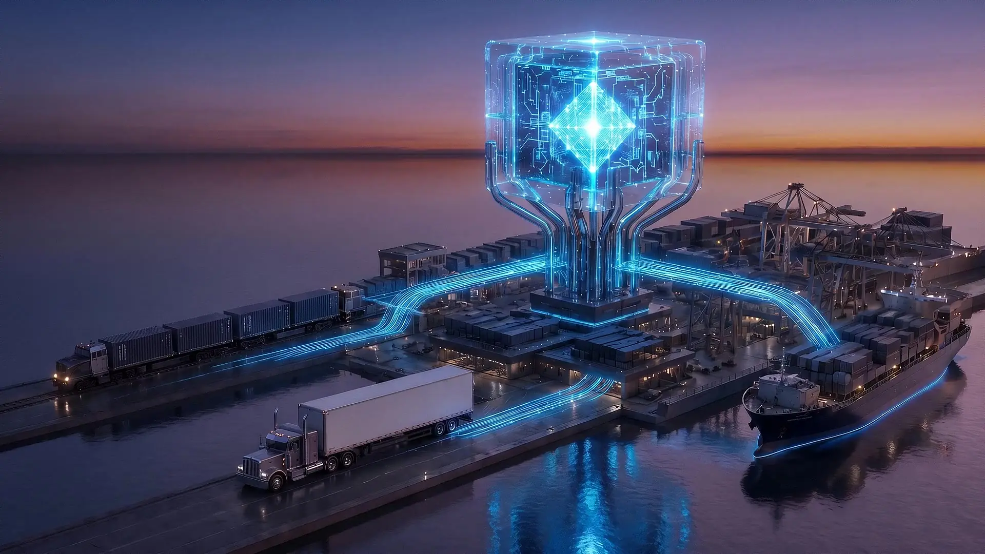 The Stryke network hub at dusk